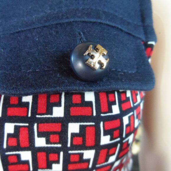 Tory Burch Silk/Wool Navy Blue/Red/White Print Sheath Dress Size XS - Picture 7 of 16